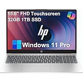 HP 15 Laptop (15.6" FHD Touchscreen, Intel Core i5-1334U (> i7-1255U), 32GB RAM, 1TB SSD) for Business, Students, Home, 10-Hour Long Battery Life, Webcam, Wi-Fi 6, Numpad, Fast Charge, Win 11 Pro