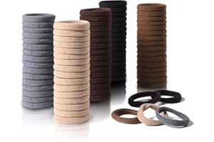 BESSRUNG 100 Pcs Thick Seamless Brown Hair Ties, Ponytail Holders Hair Accessories No Damage for Thick Hair (Natural Colors)