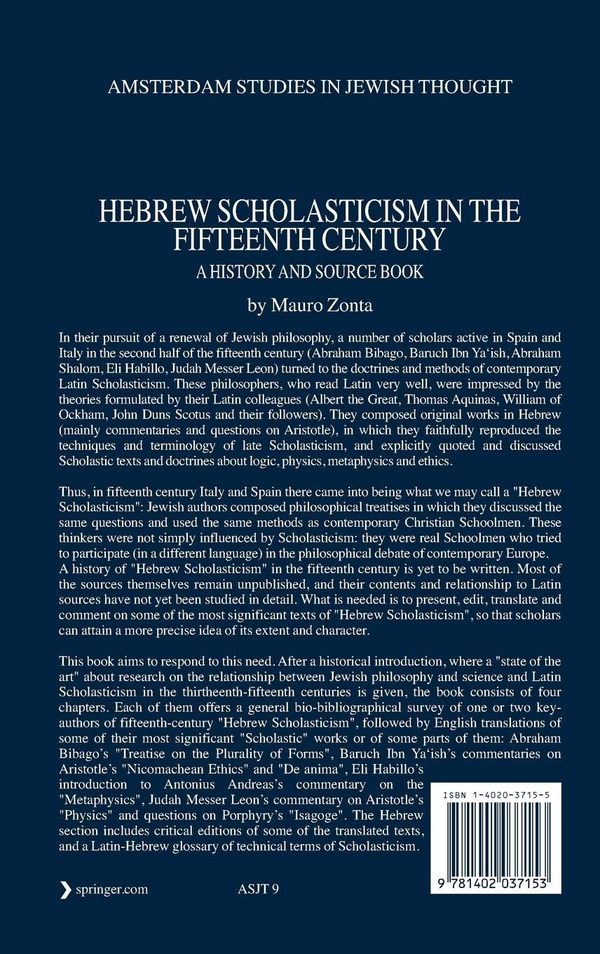 Hebrew Scholasticism In The Fifteenth Century A History And - 
