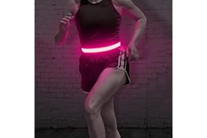 BSEEN LED Running Waist Belt - USB Rechargeable Reflective Glowing LED Waistband, Flashing Safety Light Belt for Runners, Joggers, Walkers, Pet Owners, Cyclists