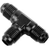 EVIL ENERGY 6AN Male Flare Tee Fitting Adapter T Union | 9/16-18 UNF, 1500 PSI, 6061-T6 Aluminum, 37&deg; Flare Seal, Black