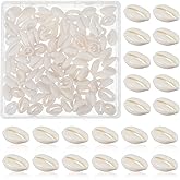 Nogeqi 100 Pcs Natural Shells Beads 0.63"-0.71", Cowrie Seashell Beads White Shells for Crafts Bracelet Smooth Oval with Big Hole for DIY Craft Jewelry Making Hair Locks Necklaces