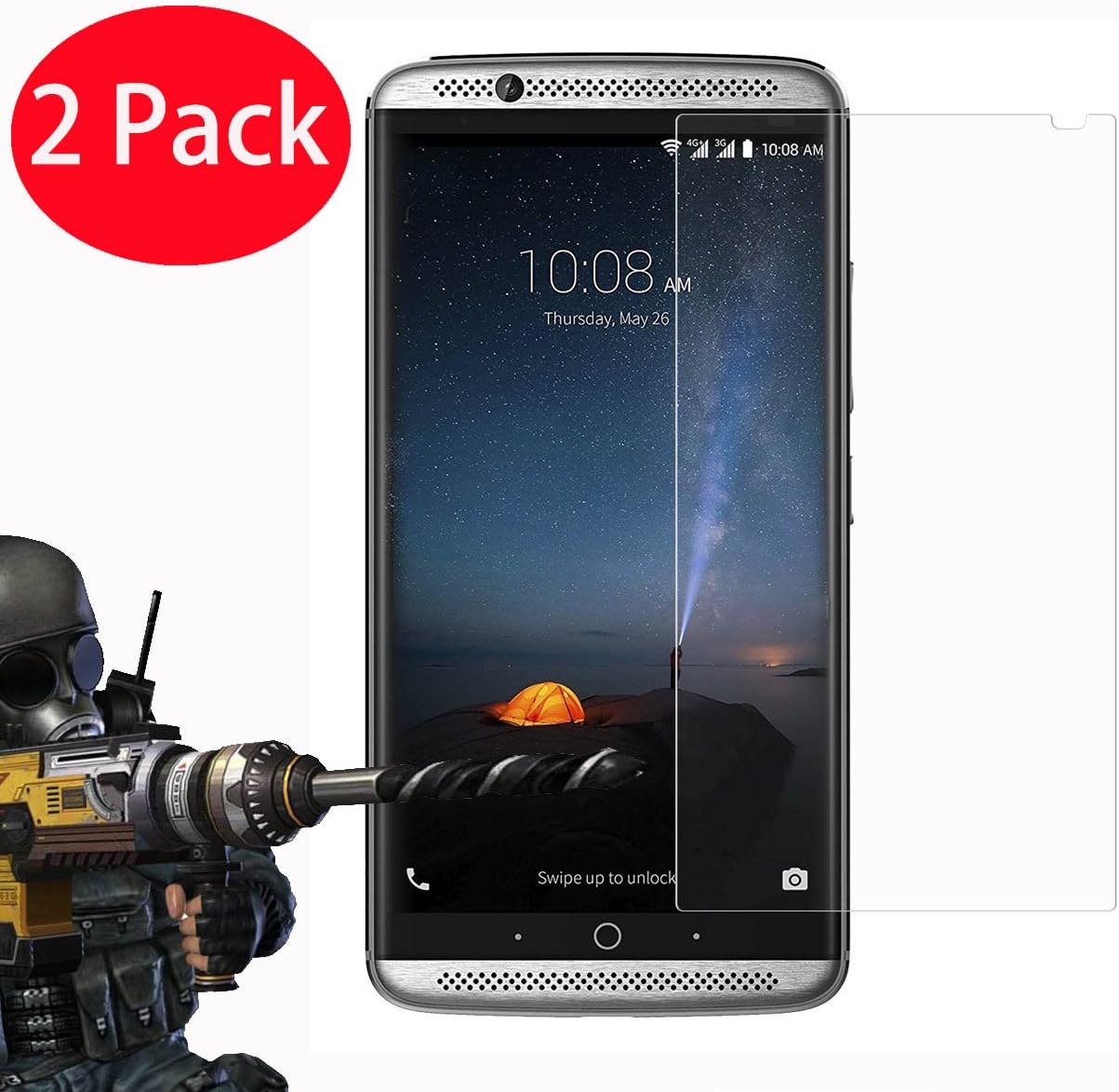 2 Pack - ZTE Axon 7 mini Tempered Glass, FoneExpert® Tempered Glass Crystal Clear LCD Screen Protector Guard & Polishing Cloth For ZTE Axon 7 mini