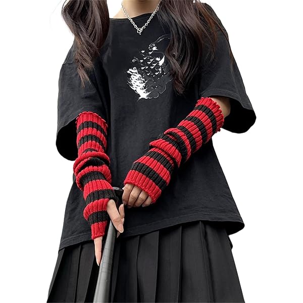 Allpunkall Gothic Arm Warmers Women Y2k Harajuku Punk Rock Goth
