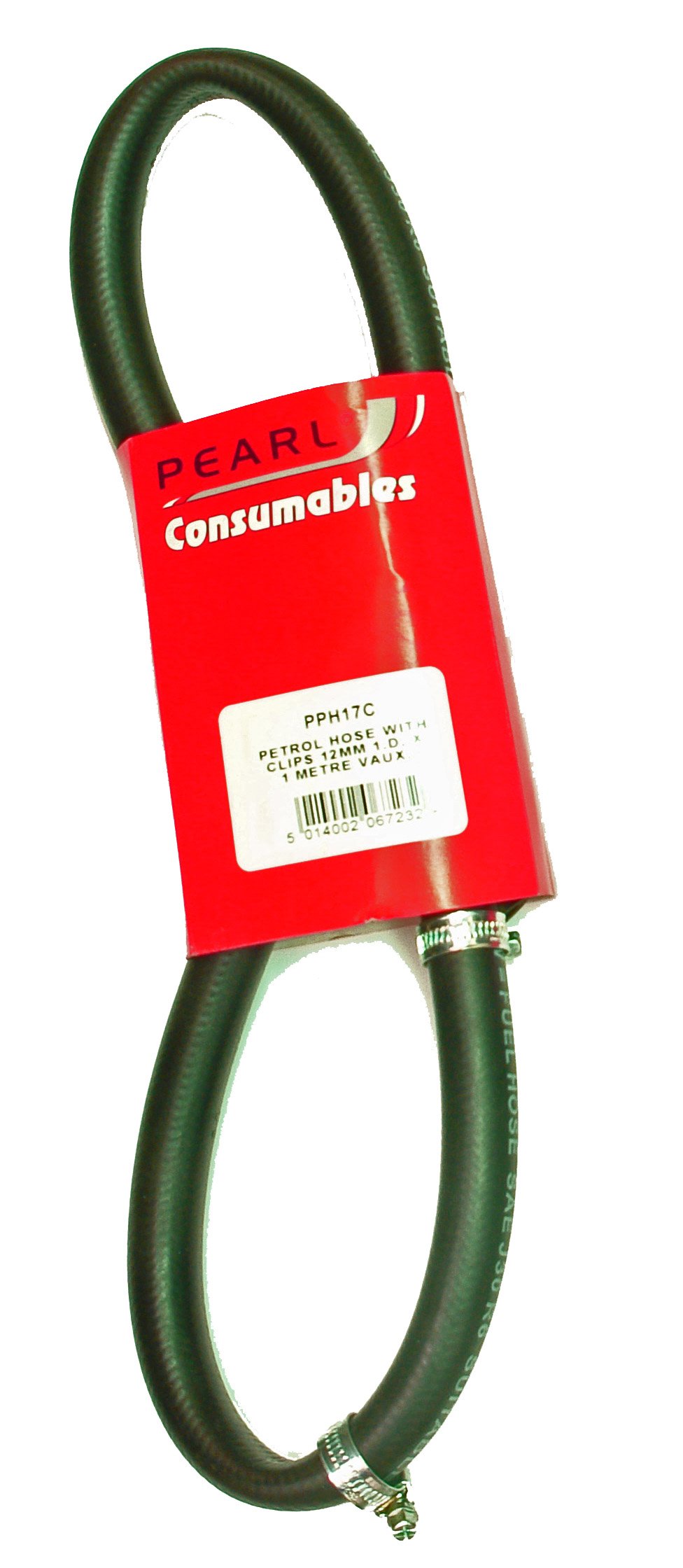 Pearl PPH17C 12mm x 1m Rubber Fuel Hose with Clips