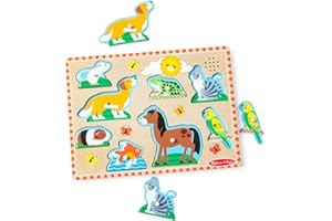 SPIN MASTER Melissa & Doug Pets Sound Puzzle - Wooden Peg Puzzle With Sound Effects (8 pcs)