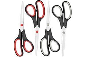Scissors 4-Pack 8.35" All Purpose Stainless Steel Scissors, Ergonomic Comfort-Grip Handles, Right and Left Handed for Office 