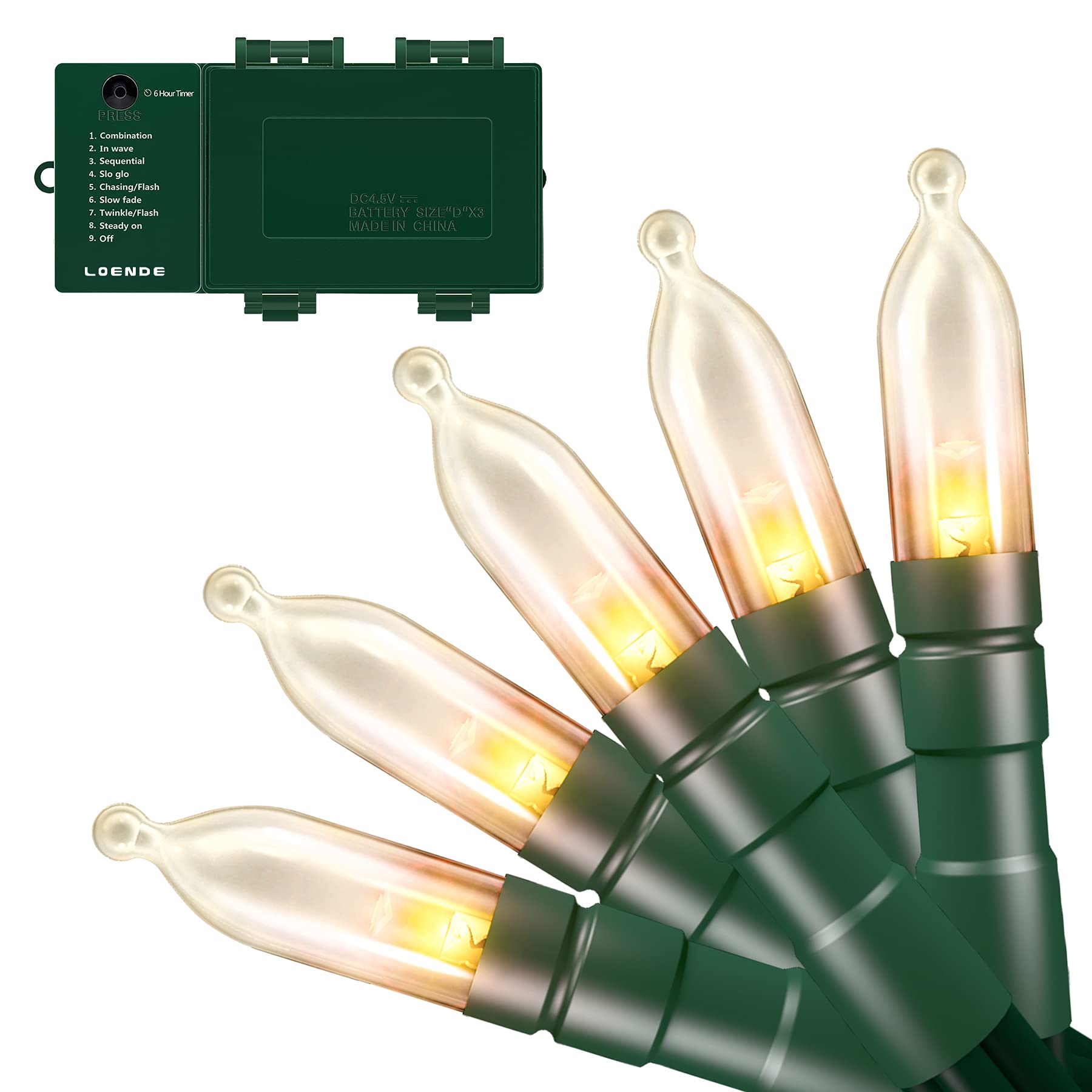 Photo 1 of LOENDE Christmas Lights with Timer Battery Operated String Lights 200 LED 8 Modes String Lights Clear Mini Light Set for Wedding Party Home Garden Wreath, Waterproof, Warm White