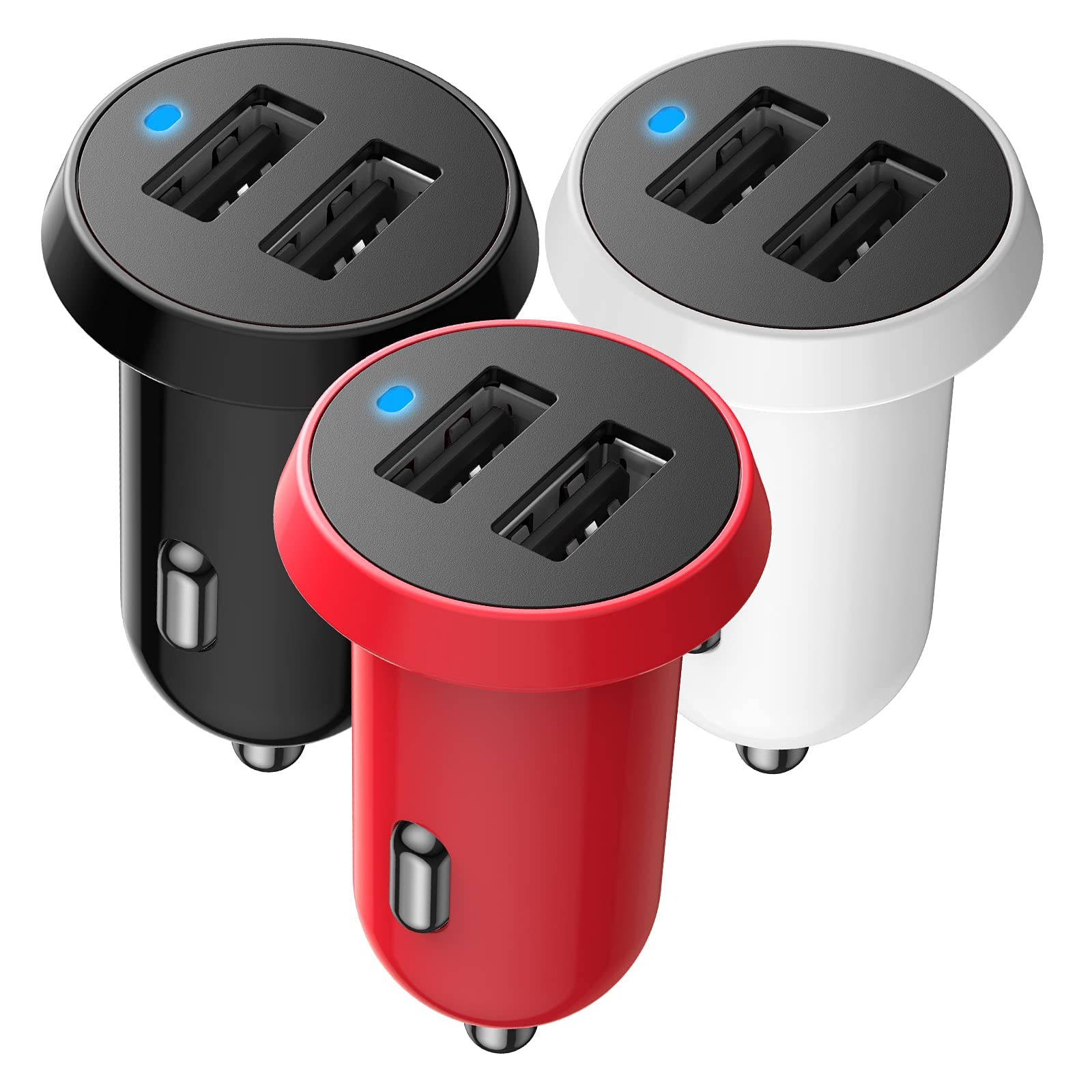 Cigarette Lighter Car USB Charger, 3 Pack Mini USB Car Charger 2 Port 5V 3.1A Car Adapter Compatible with iPhone 11 / X / 8S / 7, Samsung Galaxy S10 S9, LG, Huawei and More