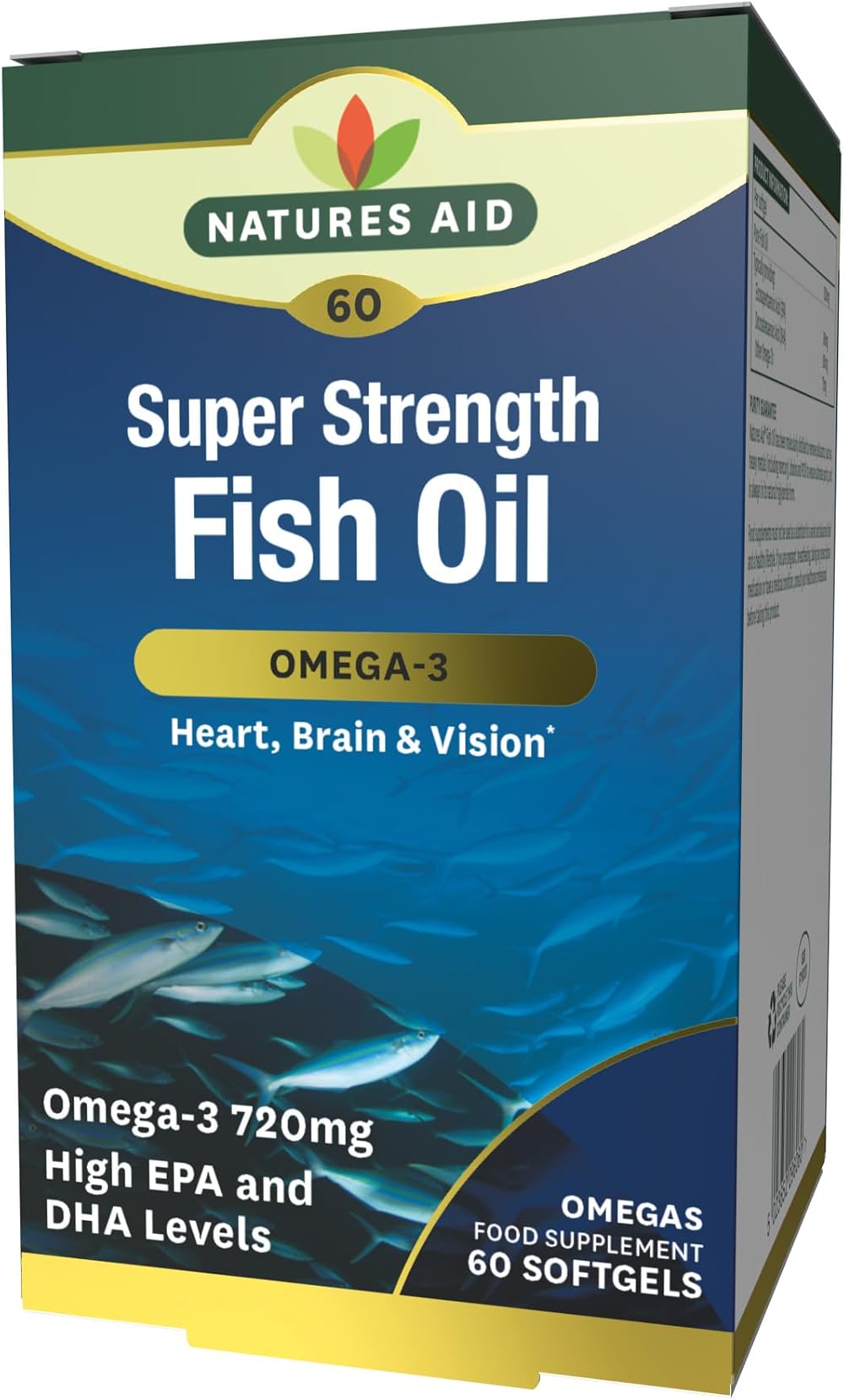 Natures Aid Super Strength Omega-3 1200mg 60 Softgels EPA DHA TG
