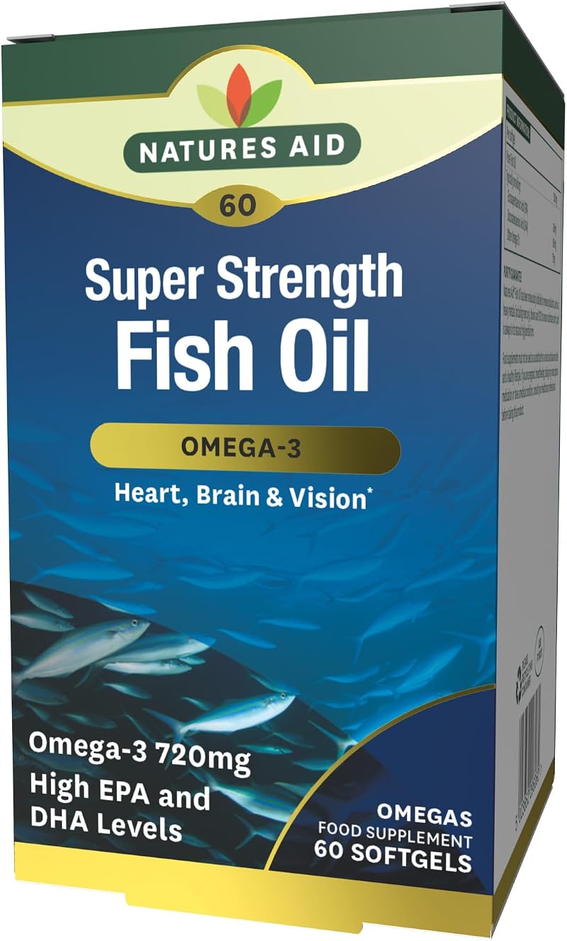 Natures Aid Super Strength Omega-3 1200mg 60 Softgels EPA DHA TG