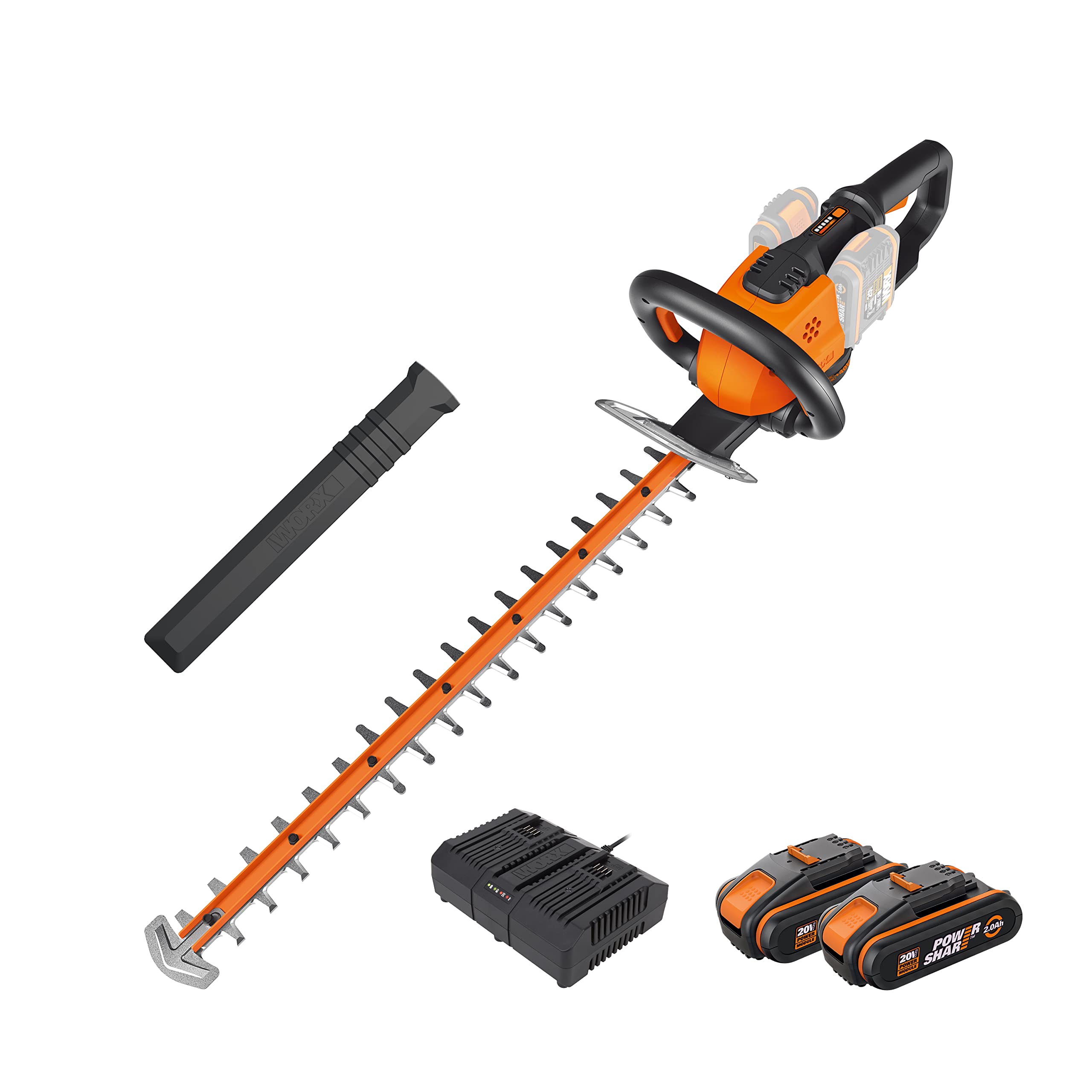 Worx - Taille-Haies Sans Fil 40V (2X20V) - Wg284E - Âœ€27 Mm (Livré Avec Batterie Et Chargeur, Lame De 60 Avec Protection De Lame)