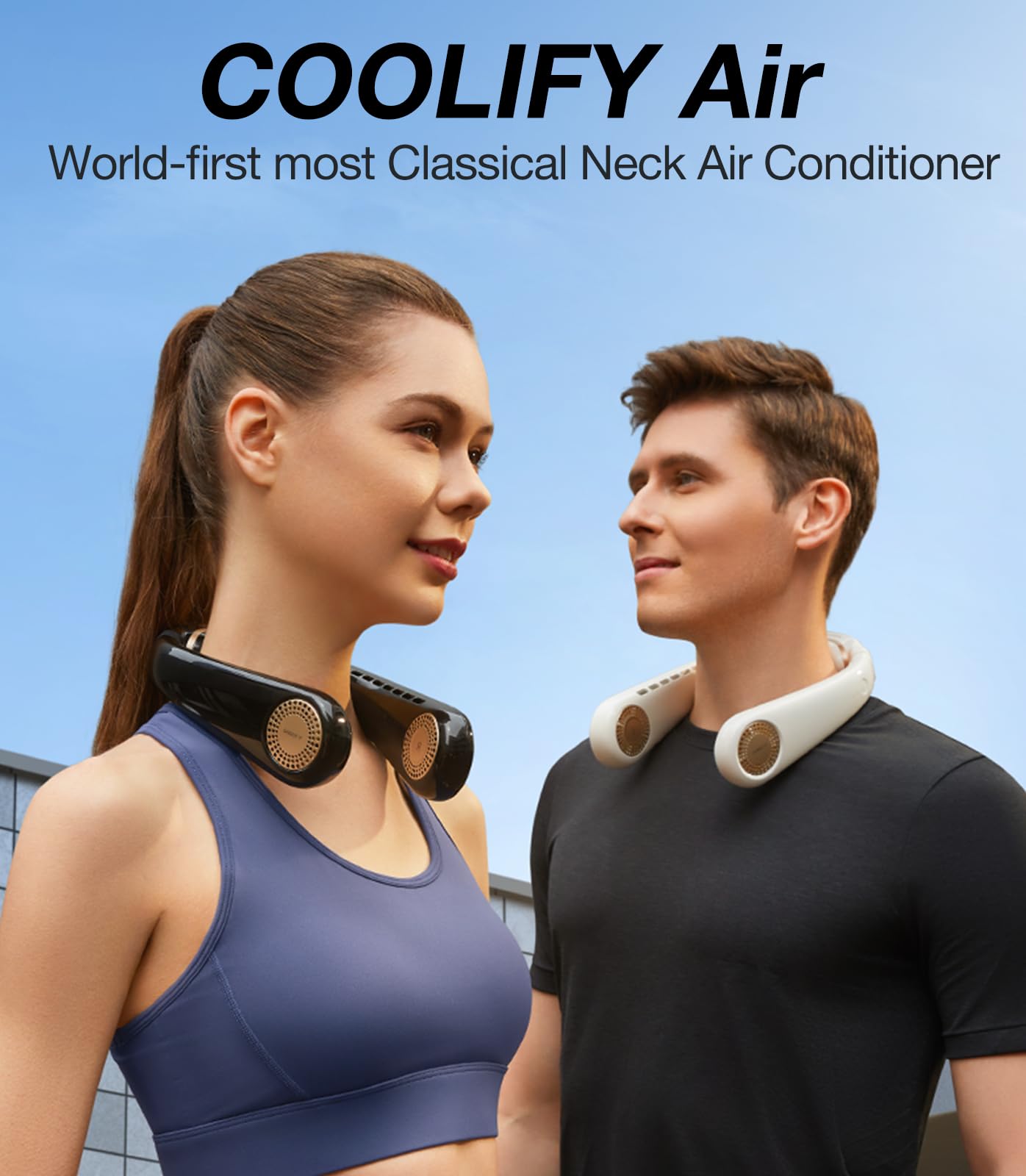 TORRAS Coolify Portable Neck Fan Air Conditioner, Rechargeable Hands Free Semiconductor Cooling Bladeless Fan, Leafless Mini USB Fan for Outdoor/Home/Office, 3 Speeds, Brilliant Black