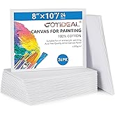 GOTIDEAL Canvas Boards for Painting, 8x10 inch Set of 24, Gesso Primed White Canvases for Painting - 100% Cotton Art Supplies Canvas for Acrylic Paint, Pouring, Oil Paint