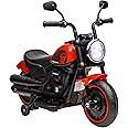 Aosom Kids Motorcycle with Training Wheels, 6V Ride-on Toy for Toddler Ages 18-48 Months, Battery-Operated Motorbike for Kids with Single-Button Start, Headlight, Red