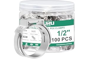 OURU 100PCS 1/2 Pex Crimp Ring,304 Stainless Steel Pex Cinch Clamps,Single Ear Hose Clamps for Pex Fittings Pipe Tubing