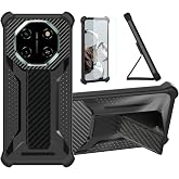bojioderf Case Compatible for Blackview Shark 6 5G Phone Case Stand Cover [with 1* Tempered Glass Screen Protector] Hybrid Case [Folding Support Magnetic] [Frosted Anti-Fingerprint] Black
