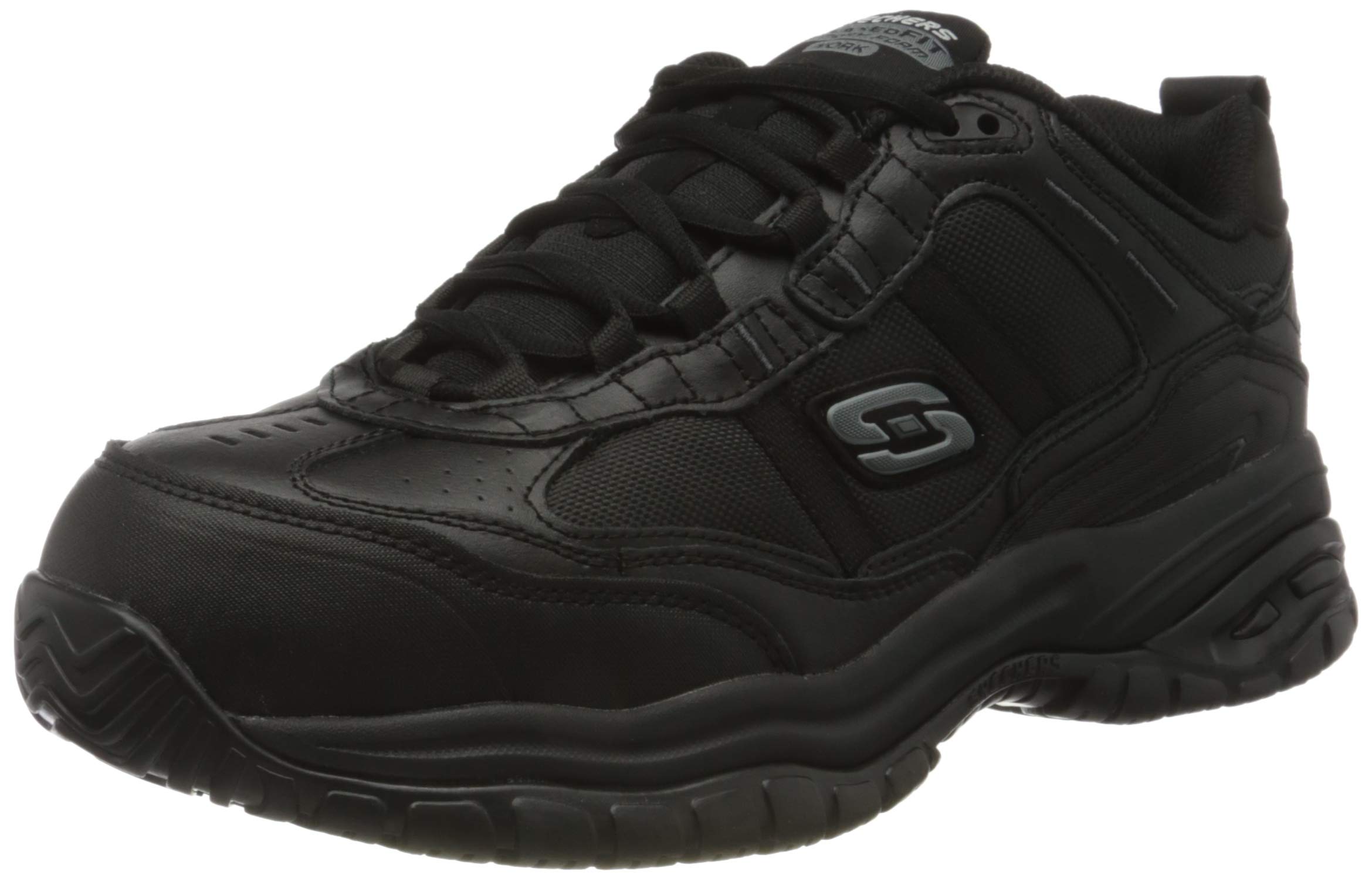 Skechers Men's Soft Stride Grinnel Industrial Shoe, Black Leather Black Mesh, 13 UK