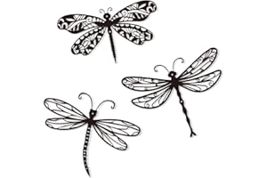AXHOUSTAKE Large 14.56" Dragonflies Metal Wall Decor - 3 Pack Rust-Proof Garden Art Dragonfly Wall Hanging Sculpture for Outdoor & Indoor Yard Fence Outside Decorations - Insects Gift for Women & Nature Lovers