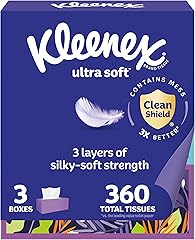 Kleenex Ultra Soft Facial, 3 Flat Boxes, 120 per Box, 3-Ply (360 Total), Packaging May Vary
