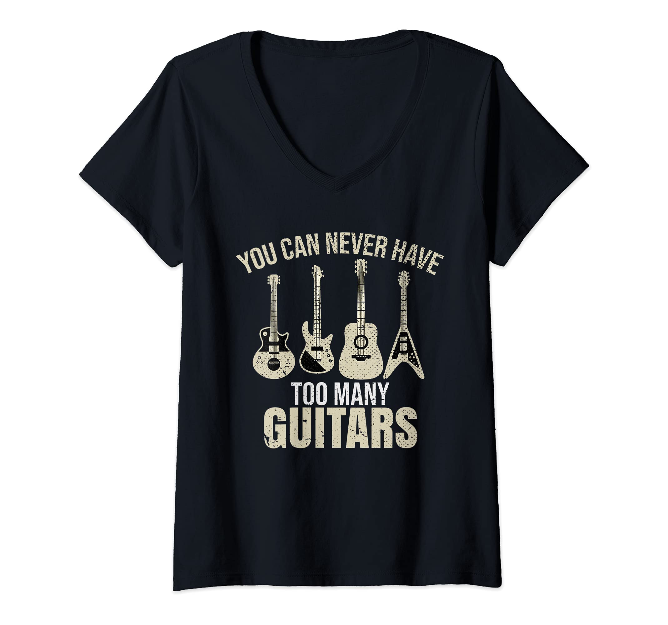 Womens Musical Instrument Funny Guitarist Acoustic Electric Guitar V-Neck T-Shirt