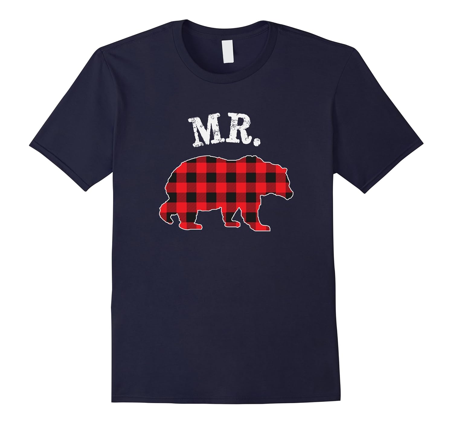 Red Plaid Mr. & Mrs. Bear Matching Family Pajama T-Shirt-ANZ