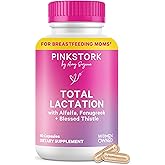 Pink Stork Total Lactation Supplement for Breast Milk Supply, Organic Fenugreek and Alfalfa to Support Breastfeeding, Milk Flow, and Production, Postpartum Essentials - 60 Capsules