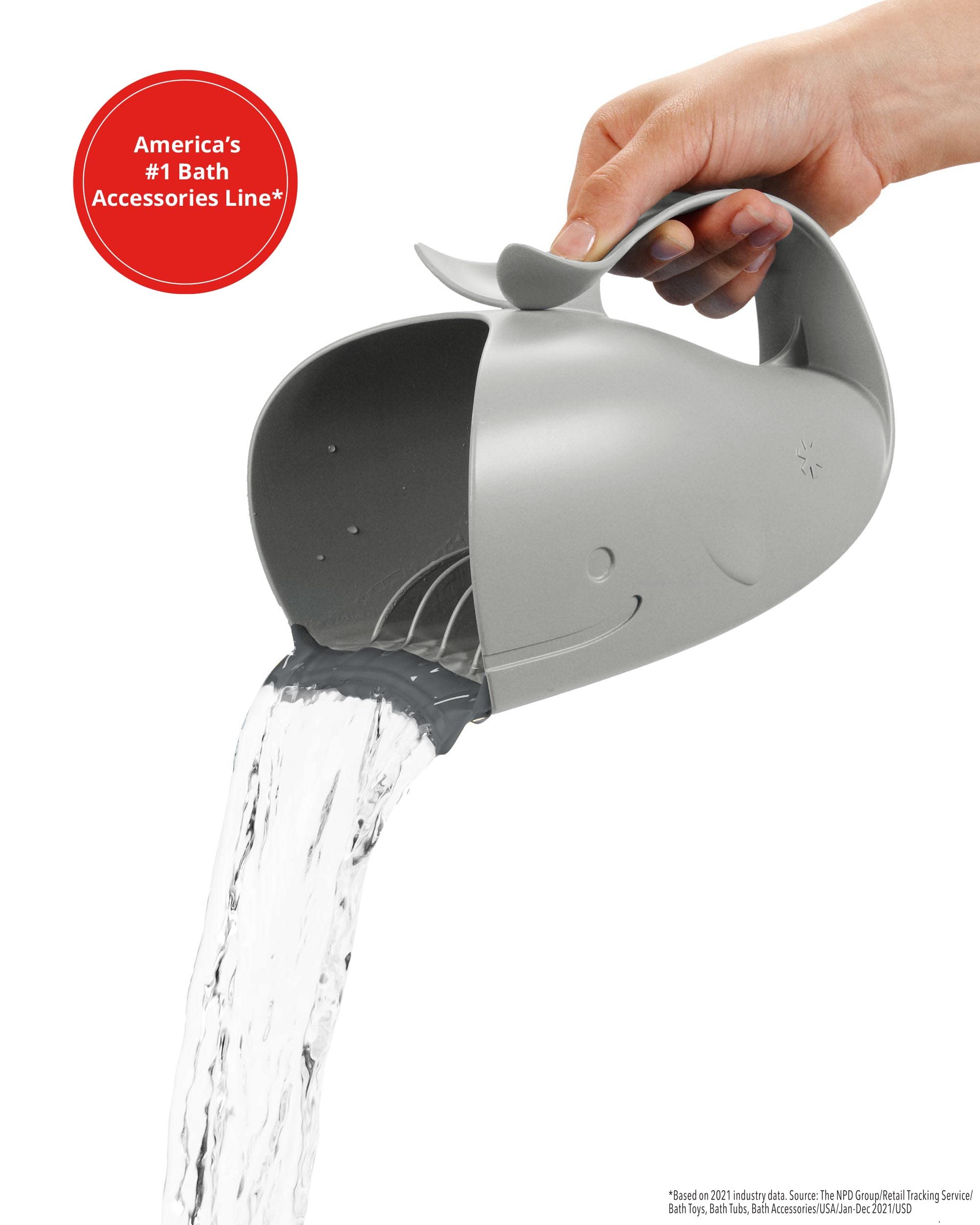 Skip Hop Baby Bath Rinse Cup MOBY Tear-free Waterfall Rinser Grey Age 0+