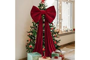 Christmas Tree Topper Bow, 24x102inch Extra Large Red Velvet Bows for Home Christmas Tree Toppers Wreath for Wall Room Party 