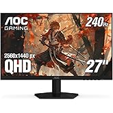 AOC Gaming Q27G41ZE 27 inch QHD IPS Gaming Monitor 2560x1440, 240Hz, Overclock 260Hz, 0.3ms MPRT, 3-Sided Frameless, 1 x HDMI 2.0, 1 x Display Port, G-Sync Compatible, HDR, 3-Year Zero-Bright-Dot