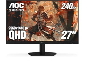 AOC Gaming Q27G41ZE 27 inch QHD IPS Gaming Monitor 2560x1440, 240Hz 0.3ms MPRT, 3-Sided Frameless, 1x HDMI 2.0, 1x Display Po