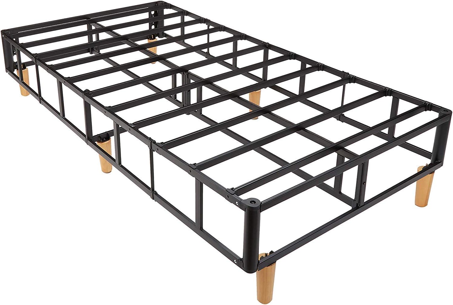 Basics Premium Foldable Mattress Foundation/Box Spring with Steel Slats and Wood Legs, Tools-free Assembley, Full: Furniture & Decor