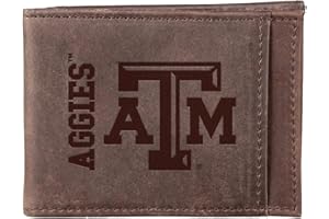 Team Sports America NCAA Texas A&M Front Pocket Slim Wallet for Men | Minimalist Leather RFID Blocking Bifold Card Holder with Money Clip | Officially Licensed Stamped Logo