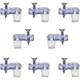 Glass Panel Retainer Clips 8-pk, Made in the USA [Choose Your Offset] - For Curio/China/Kitchen Cabinets, Window Inserts, Mirror Hanging - w/Soft Bumper &amp; Screw [5/16&rdquo; Offset]