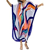 Yanziliu Caftans for Women Beach Cover Up Swimsuit Coverups Swimwear Tropical Dresses 2025 Summer Kaftan Dress