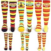 6 Pairs Thanksgiving Socks,Fun Turkey Trot Running Sock,Mid Calf Socks Cute Autumn Holiday Party for Party Favor,Costume Accessories