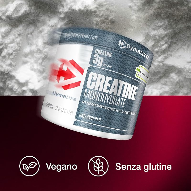 Creatine Monohydrate in polvere non aromatizzata 500g - 100% Creapure Creatine - Aminoacidi - Creatina