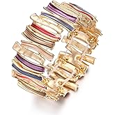 LUREME Punk Enamel Fantasy Bracelet - Vintage Multicolor Stretch Bangle for Women, Chunky Charm Elastic Jewelry (bl003622)
