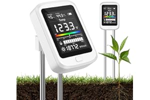 6-in-1 Soil Test Kit for Gardening Deals, Rechargeable Digital pH Meter/Temperature/Sunlight/Fertility/Environmental and Soil