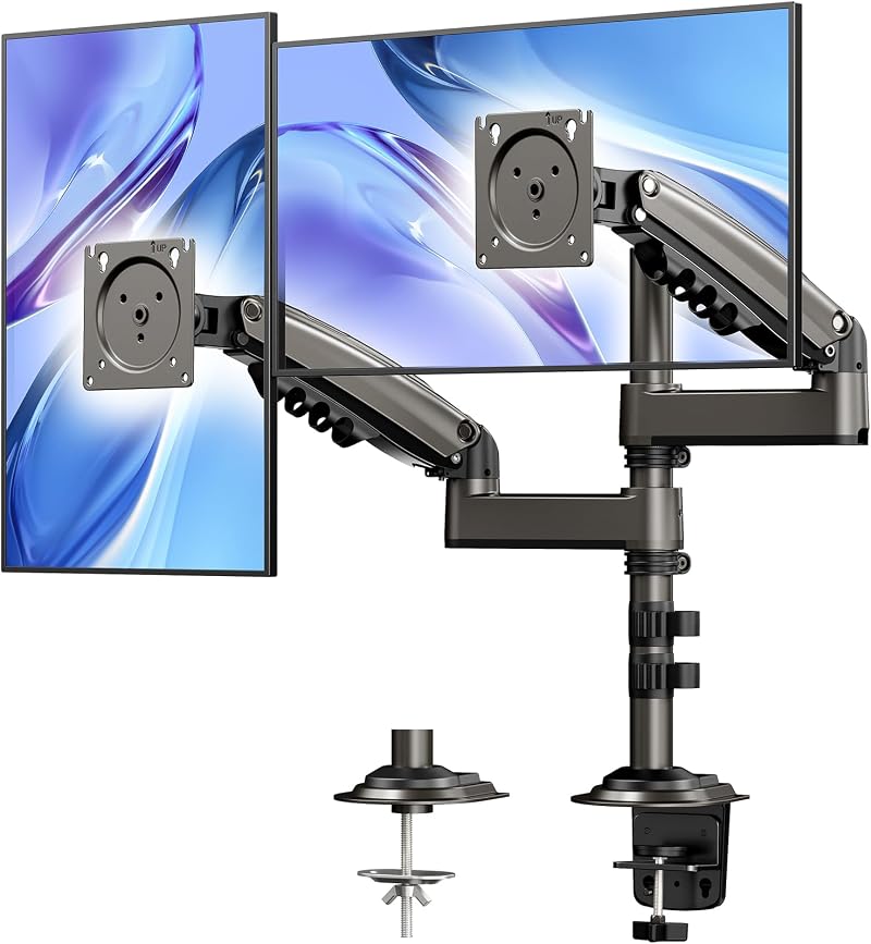 HUANUO Taller Dual Monitor Stand Long Arms 13-32 inch VESA 75 100