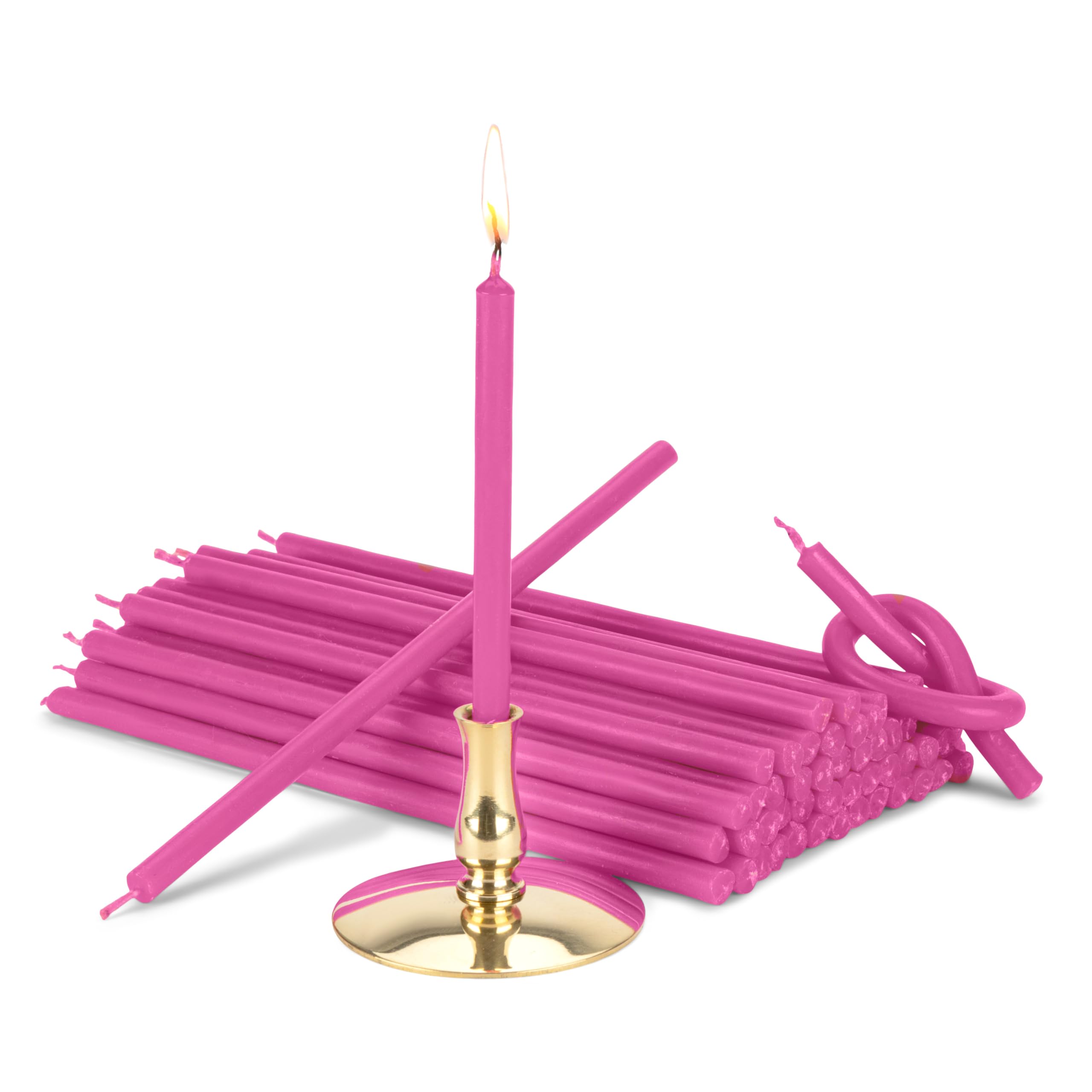 NKlaus - Candleholder with Stick Candles Pink drip-sootfree Thin L 16cm Paraffin Wax 40011