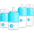 PopYum Blue Formula Making Baby Bottle Starter Set, 4-Pack, 2X 5oz Bottles with #1 Slow Flow Nipples + 2X 9oz Bottles with #2 Medium Flow Nipples, Mixing, Dispenser