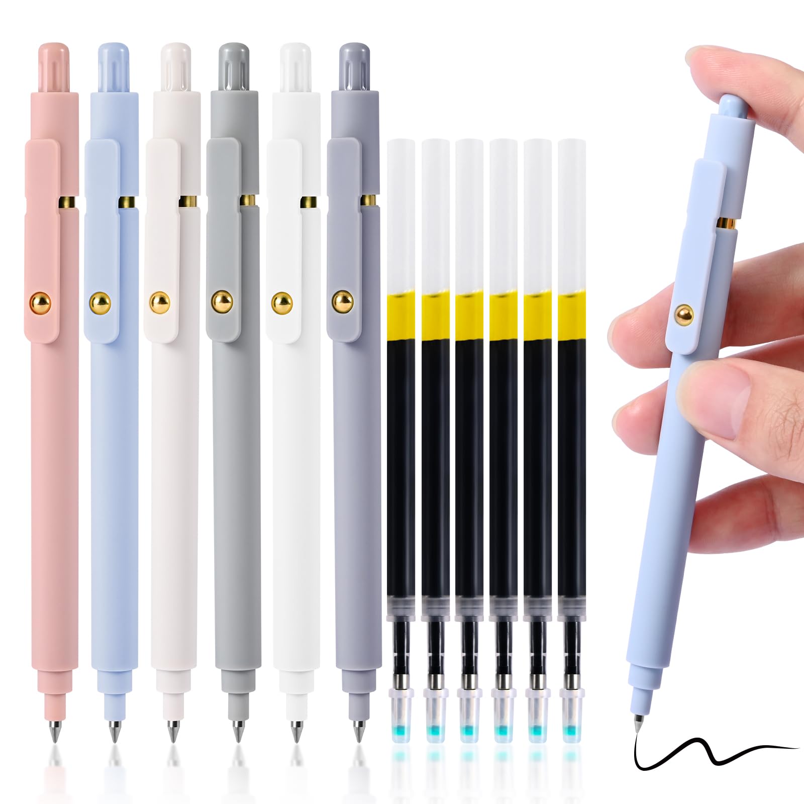Photo 1 of TINNIVI Gel Pens, 6 Pack 0.5mm Fine Point Pen Black Ink with 6 Refills, Quick Dry & No Smear, Smooth Writing Pens for Journaling, School, Aesthetic Office Supplies, Nurse Pens
