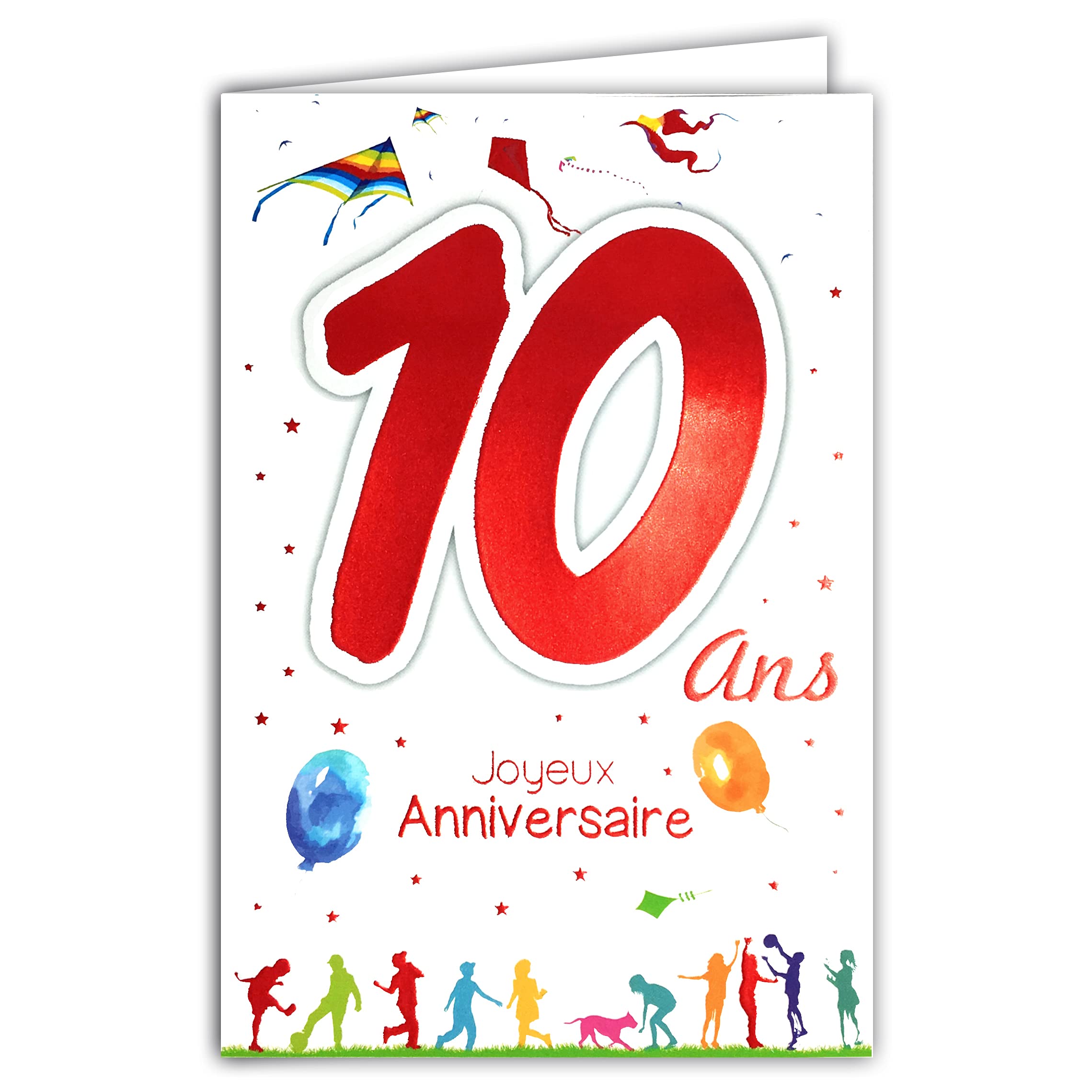 69-2010 Happy Birthday Card 10 Years Old Child Boy Girl – Cake 10 Candles Gifts
