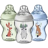 Tommee Tippee Closer to Nature Baby Bottles, Woodland Friends | Breast-Like Nipple, Anti-Colic Valve (9oz, 3 Count)