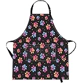 Britimes Apron Home Kitchen Cooking Baking Paw Animal Dog Apron Gardening for Women Men with Pockets 32x28 inch