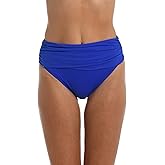 Island Goddess Banded Mid Waist Pant Bikini Swimsuit Bottom