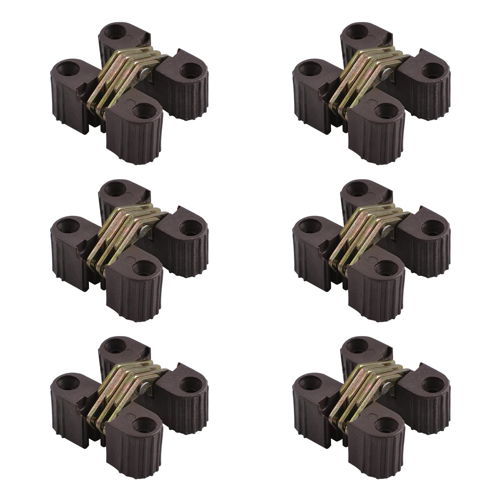 UFURMATE Hidden Hinges, 6PCS Plastic Folding Invisible Barrel Cross Hinge 180 Degree Cross Hinge Invisible Concealed Cross Door Hinge Furniture Hardware