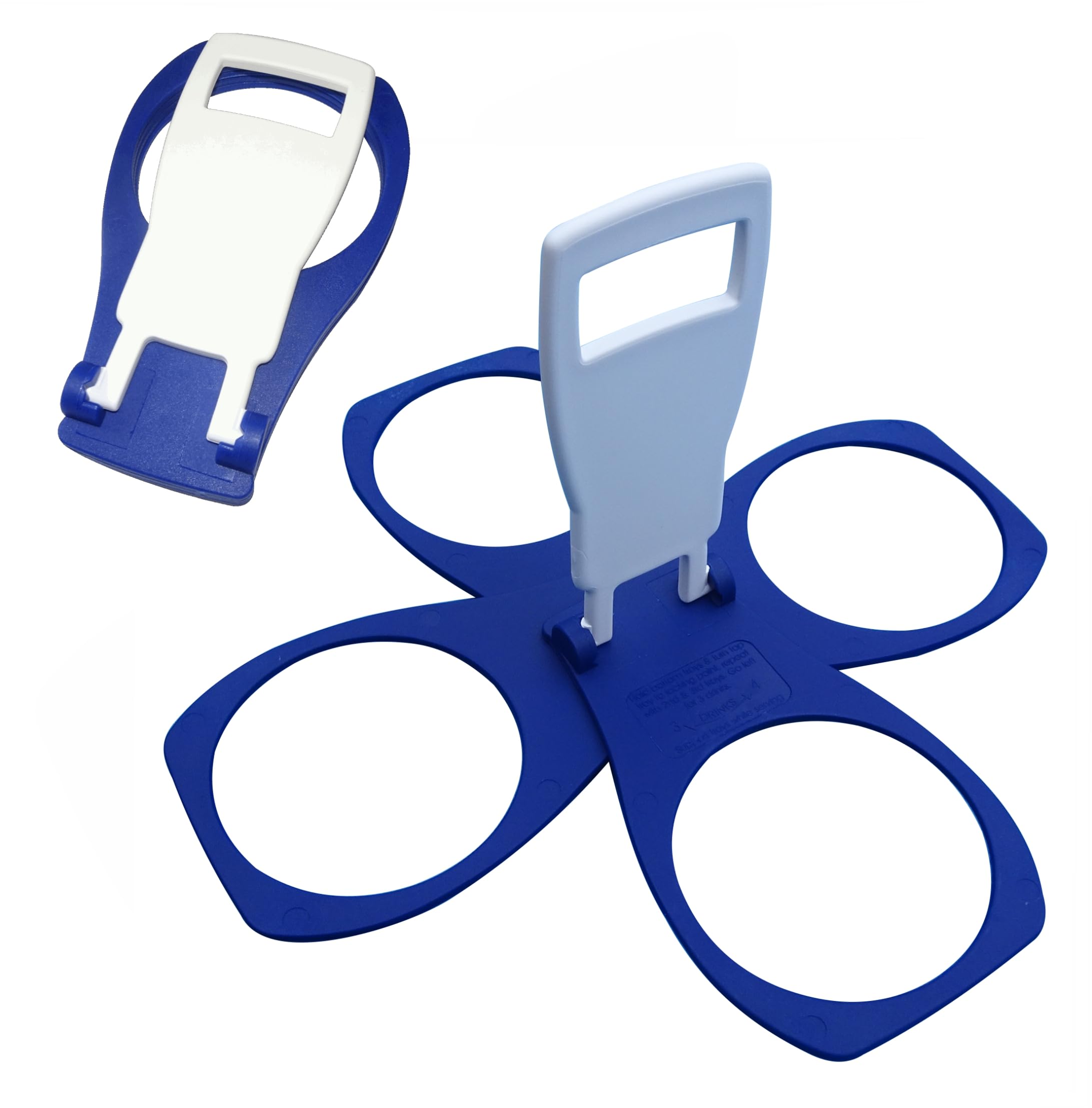 CarryAround Fold Away Cup Carrier/Caddy [MADE IN UK] [BLUE] Take-Out Coffee Soft Drink Pint Beer Beverage Holder, Sturdy Reusable Pocket Size, Festival Sports Gigs - Easy & safe 2,3,4 cups