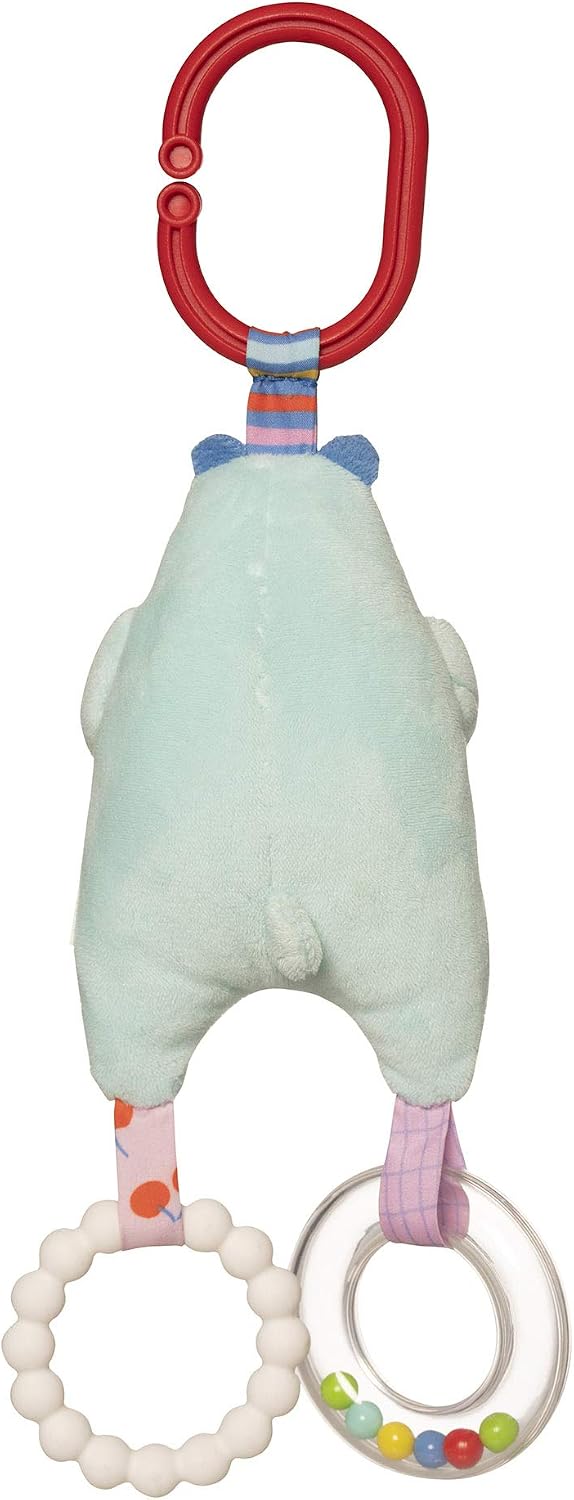 Manhattan Toy Cherry Blossom Days Baby Bear Travel Toy with Rattle Ring, Squeaker and Soft Silicone Teether, Multi - Image 5